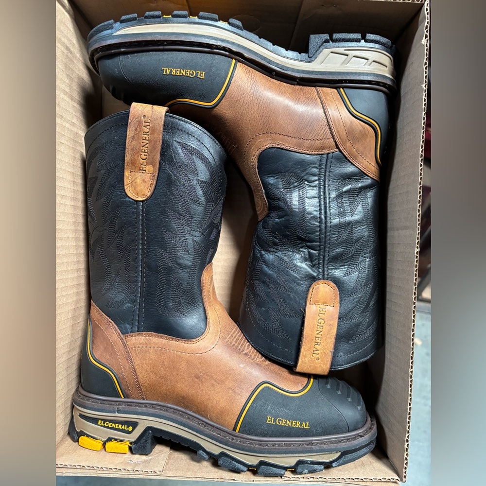 El General Men's Black and Brown Boots Size 6.5-11